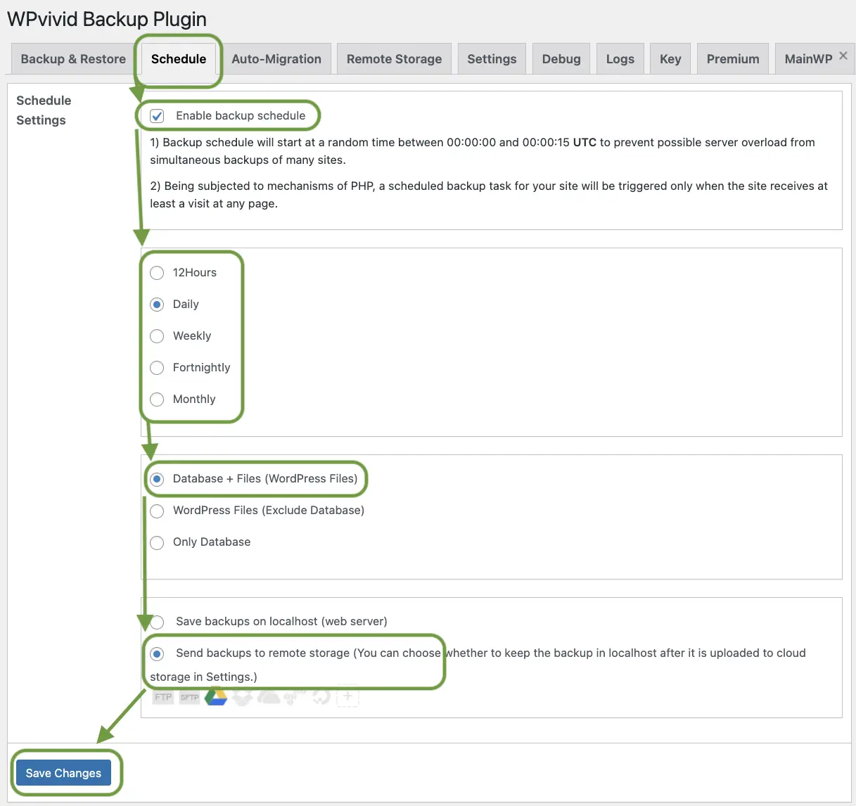 WPvivid Schedule Settings