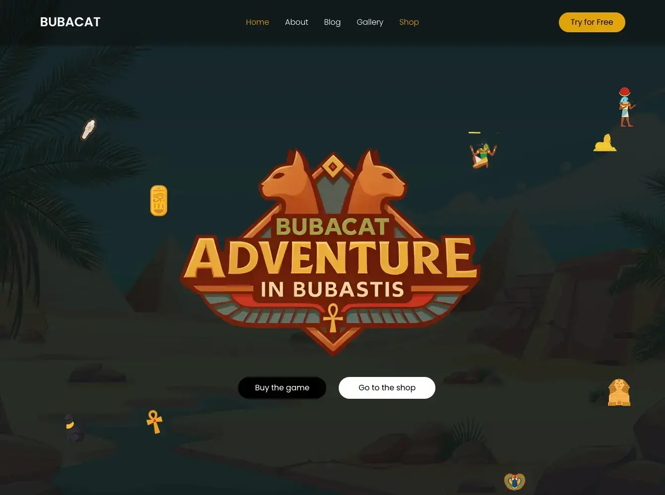 BubacatCity.com Egyptian cat card game website