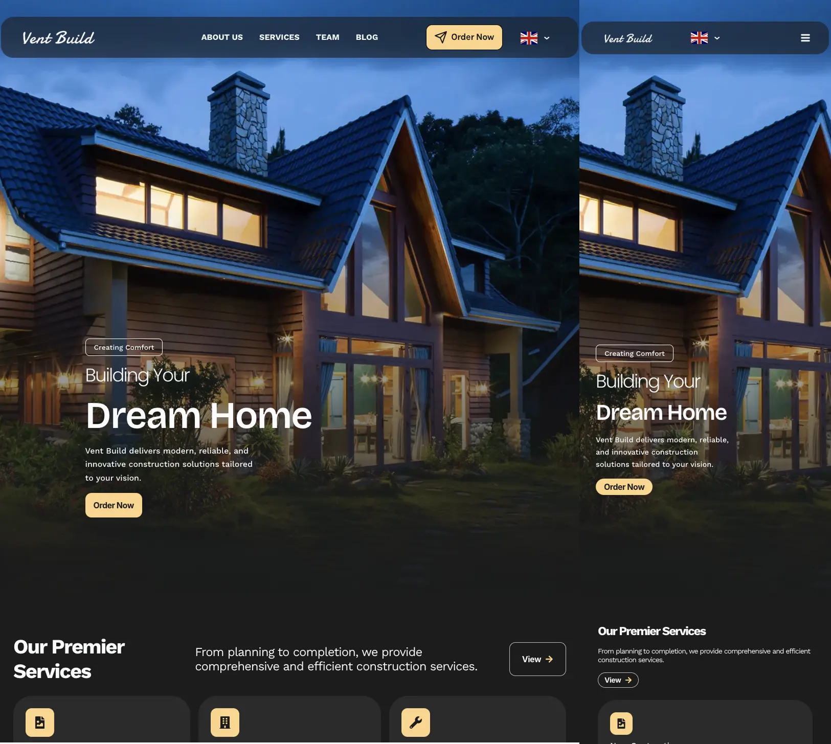 Vent-Build.com construction company website