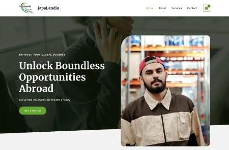 Homepage of JapaLandia website showcasing consultation services for work abroad, built with custom WordPress development