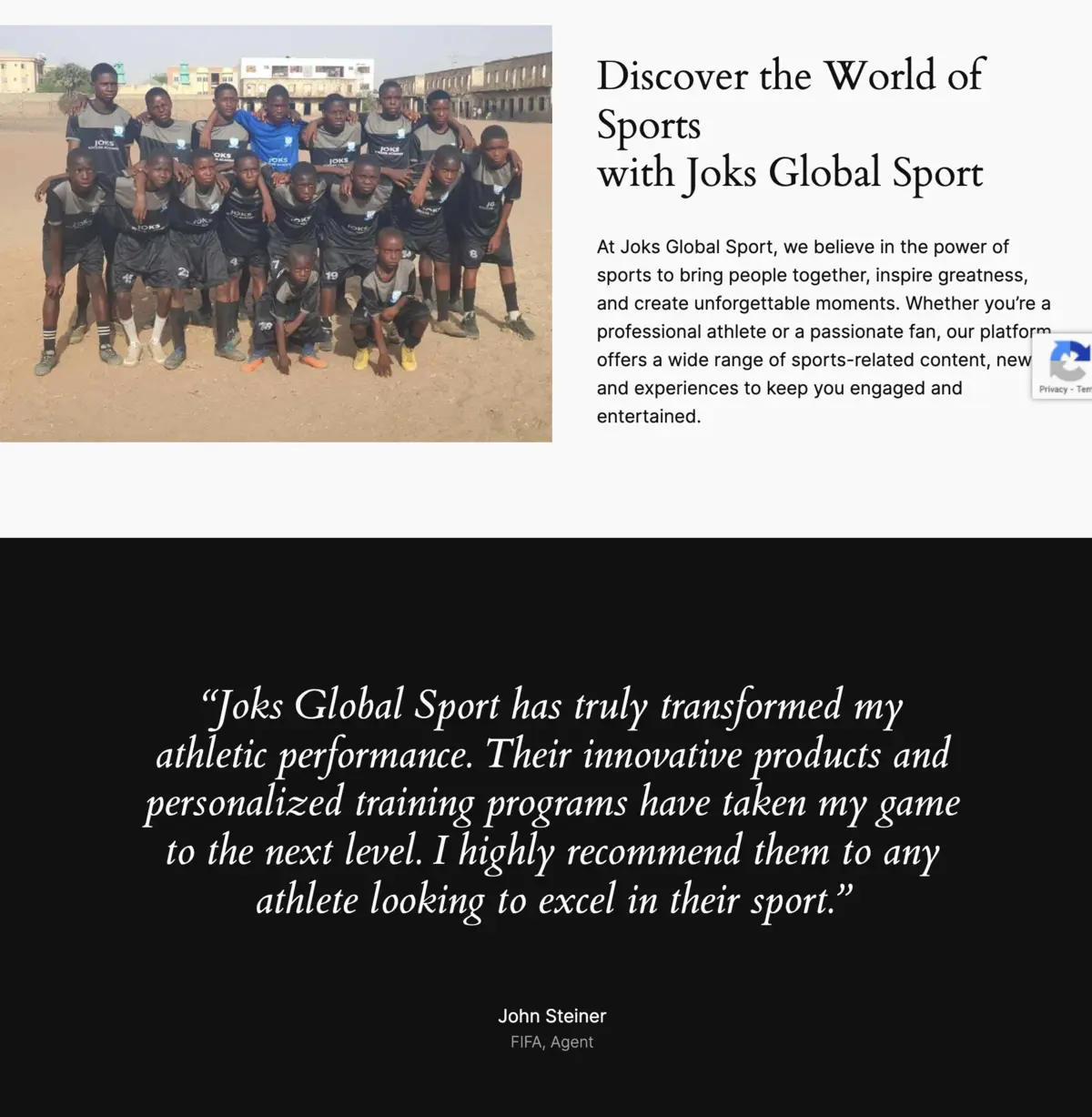Joks Global Sport About Us section