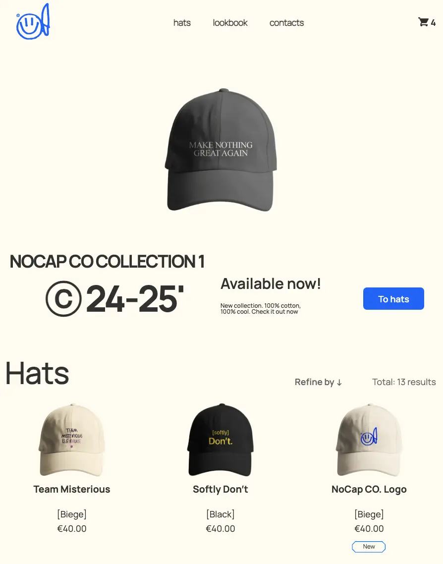 NoCap Shop Homepage